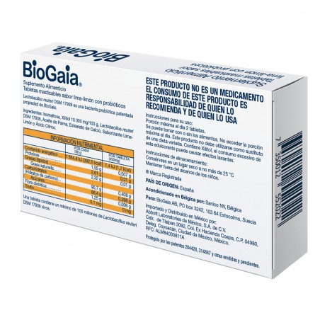 Biogaia probióticos, tabletas masticables, Lima-Limón, 30 ea